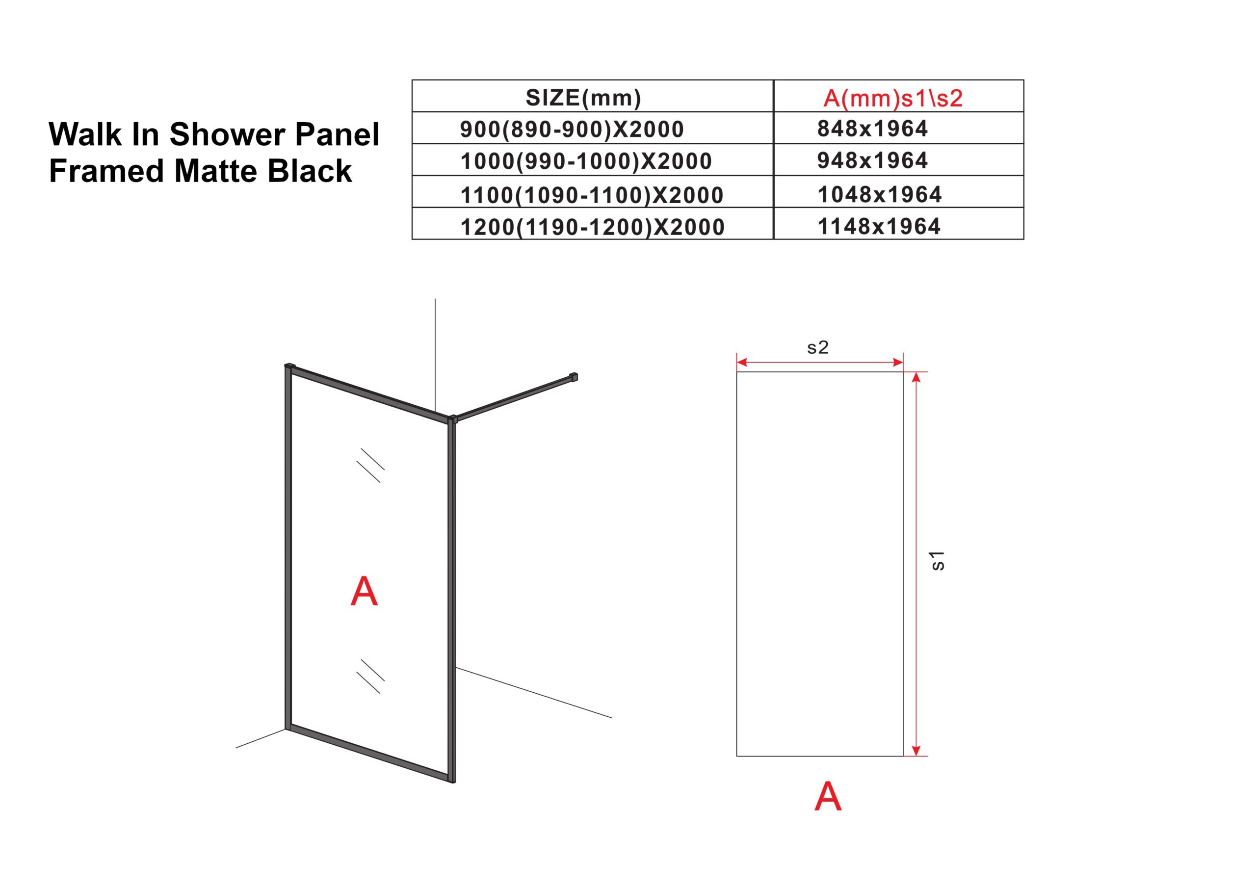 Walk In Shower Panel - Framed Matte Black - Image 4