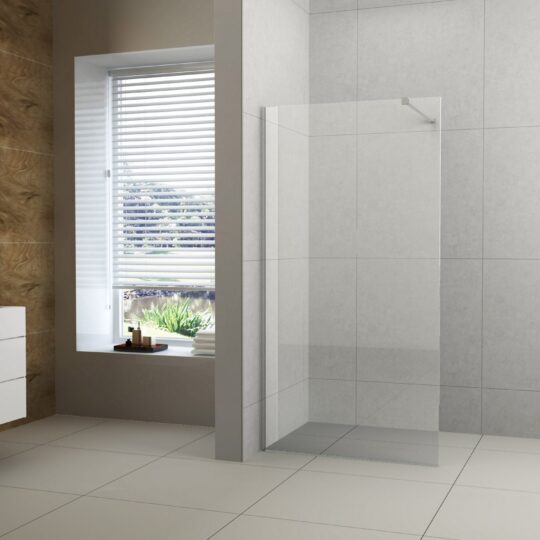 Walk In Shower Panel - Clear Glass with Wall Channel