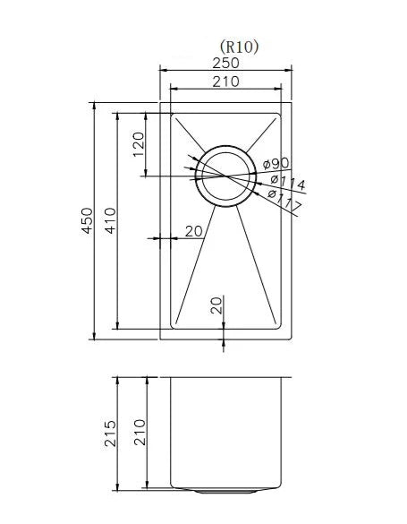 Hand‑Made Single Bowl Kitchen Sink – 250 × 450 × 215 mm - Image 2