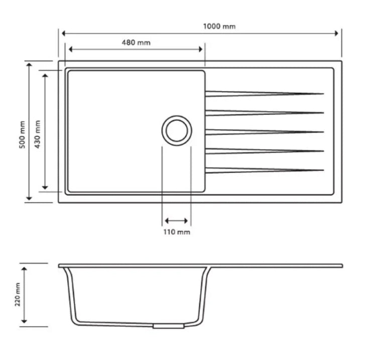 Carysil Vivaldi Granite Sink – 1000 × 500 × 220 mm - Image 4