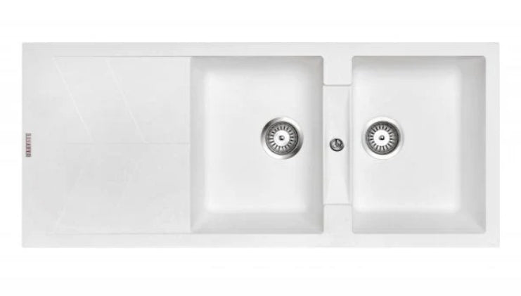 1160 x 500 x 210mm Carysil Jazz D200 Double Bowl Drainer Board Granite Kitchen Sink Top/Flush/Under Mount - Image 2