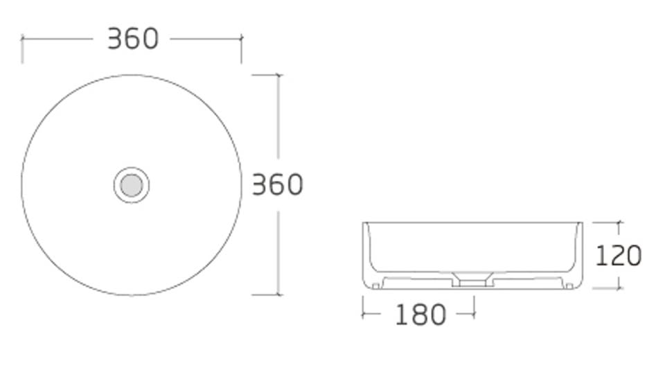Fluted ceramic counter top basin 360x360x120mm - Image 4