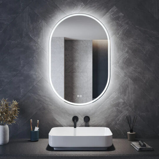 Oval LED Bathroom Mirror — 800×500×35 mm