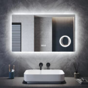 Lighted Bathroom Mirror with 3× Magnification & Memory Function — 800×600×35 mm
