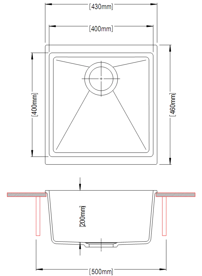 Carysil Enigma Granite Sink – 430 x 460 x 200mm - Image 3