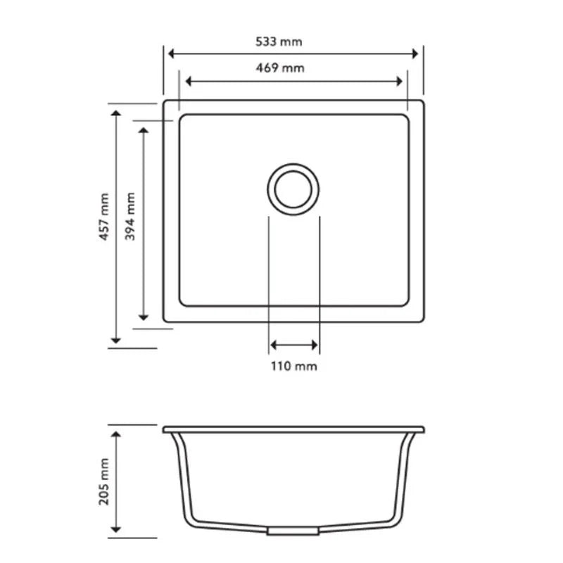 Carysil Granite Sink – 533 x 457 x 205mm - Image 4
