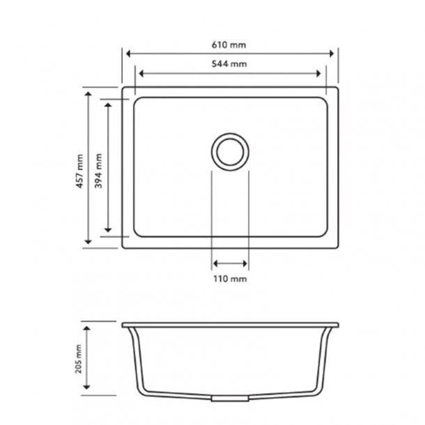 Carysil Waltz 780 Granite Sink – 780 x 510 x 220mm - Image 4